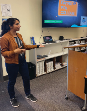 Ms. Shah teaches her students the ways of paying for college.